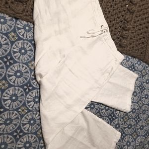 Vince Camuto Women's White Linen Pull-on Pants L